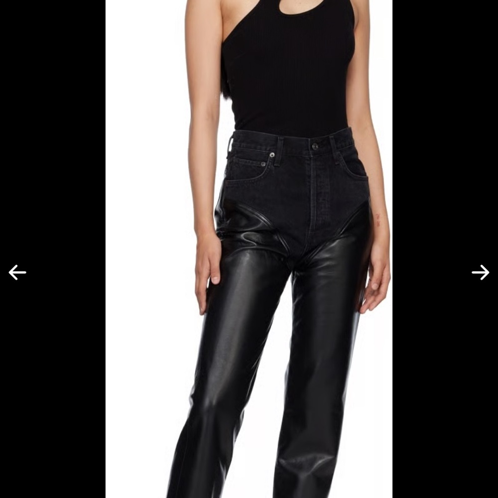 agolde leather/denim jeans